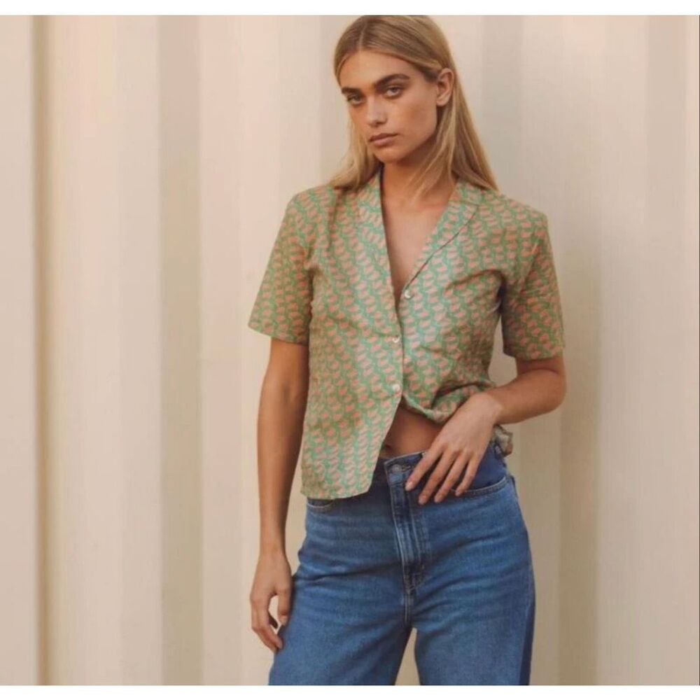 Montce Geo Frankie Button Down Top XS